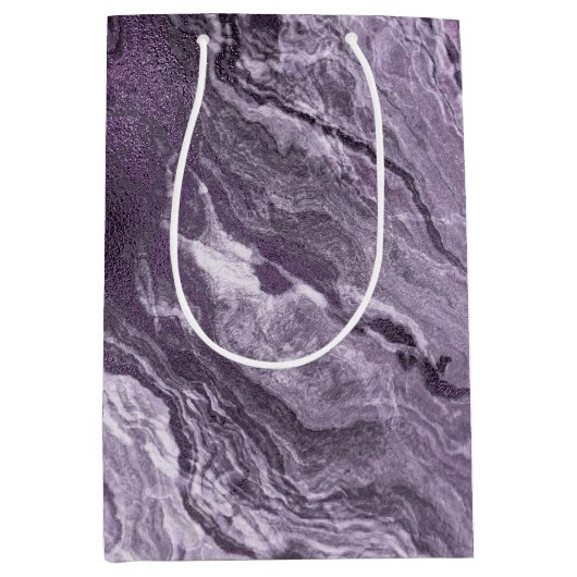 Sac Cadeau Moyen Agate violette cristallisée | Moody Marbled Stone (Devant)