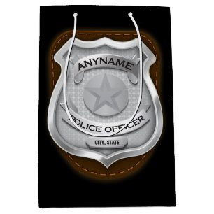 Sac Cadeau Moyen Agent de police personnalisé Sheriff Cop NAME Badg