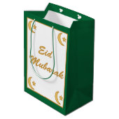 Sac Cadeau Moyen Aïd Moubarak Aïd al Fitr Moon et Stars Green (Dos Angle)