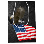 Sac Cadeau Moyen Aigle à tête blanche avec drapeau américain (Devant)