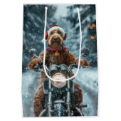 Sac Cadeau Moyen Airedale Chien équitation Moto Noël (Dos)