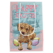 Sac Cadeau Moyen Airedale Chiot Joyeux Pâques (Dos)