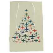 Sac Cadeau Moyen Airplane Christmas Tree Retro Pilot Flying Flight  (Devant)