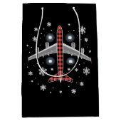 Sac Cadeau Moyen Airplane Plaid Christmas Pilot (Devant)