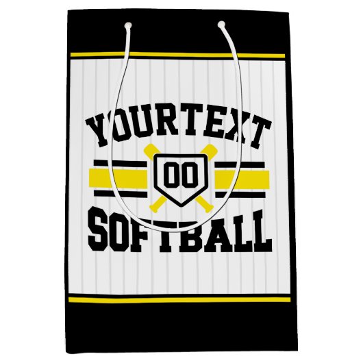 Sac Cadeau Moyen AJOUT PERSONNALISÉ NOM Softball Player Varsity Tea (Devant)