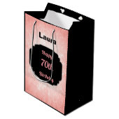 Sac Cadeau Moyen Ajouter le nom 70e anniversaire (Devant Angle)