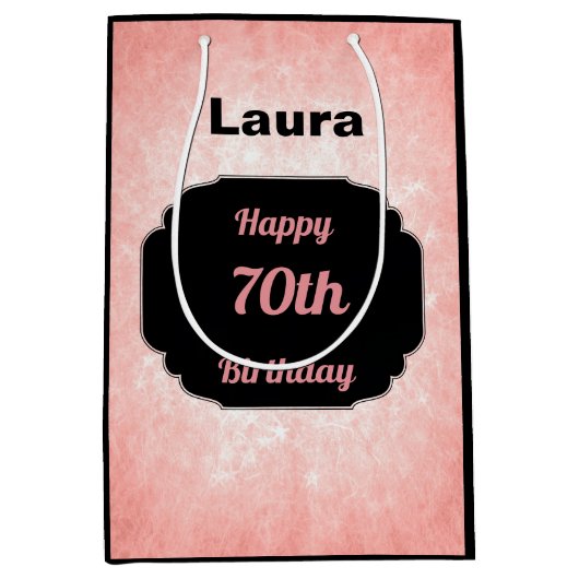 Sac Cadeau Moyen Ajouter le nom 70e anniversaire (Devant)