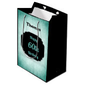 Sac Cadeau Moyen Ajouter le nom Joyeux 60e anniversaire (Devant Angle)