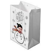 Sac Cadeau Moyen Ajouter Photo Face Snowman & Snowflakes Let It Sno (Devant Angle)
