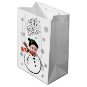 Sac Cadeau Moyen Ajouter Photo Face Snowman & Snowflakes Let It Sno (Dos Angle)