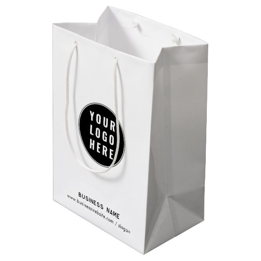 Sac Cadeau Moyen Ajouter un logo d'entreprise et un site Web person (Dos Angle)