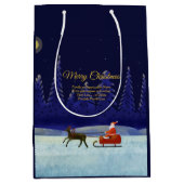 Sac Cadeau Moyen Ajouter un nom de famille/organisation Bleu + Père (Devant)