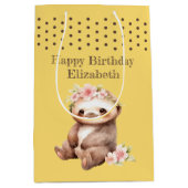 Sac Cadeau Moyen Ajouter un nom pois jaune (Devant)