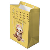 Sac Cadeau Moyen Ajouter un nom pois jaune (Dos Angle)