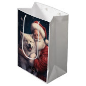 Sac Cadeau Moyen Akita avec Noël du Père Noël (Devant Angle)