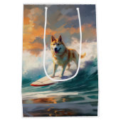 Sac Cadeau Moyen Akita Beach Surf Peinture (Dos)
