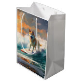 Sac Cadeau Moyen Akita Beach Surf Peinture (Dos Angle)