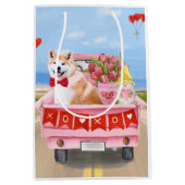 Sac Cadeau Moyen Akita Chien Saint Valentin Coeurs de Camion (Devant)
