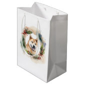 Sac Cadeau Moyen Akita Christmas Wreath Festive Pup (Dos Angle)