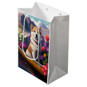 Sac Cadeau Moyen Akita Dog sur une pagaie : une aventure Pittoresqu