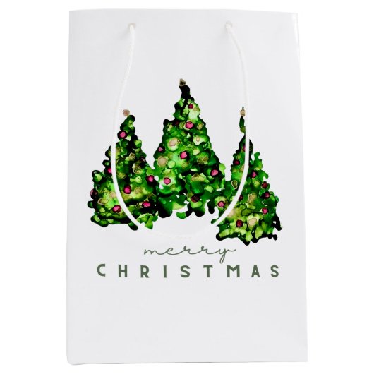 Sac Cadeau Moyen Alcohol Ink Design Christmas Tree Gift Wrap (Devant)