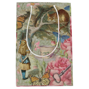 Sac Cadeau Moyen Alice Chat du Cheshire Jardin de l'Arbre Wonderlan