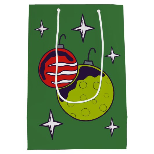 Sac Cadeau Moyen Alien spatial dans un chapeau de Père Noël personn (Dos)