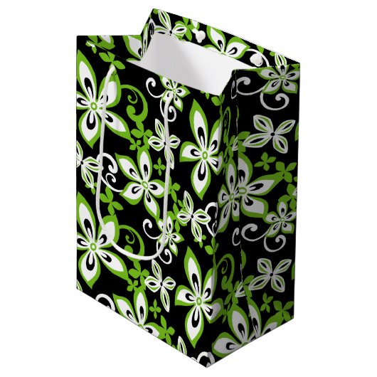 SAC CADEAU MOYEN ALOHA HAWAII (NOIR/LIME) (Devant Angle)