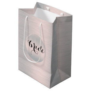 Sac Cadeau Moyen Aluminium brossé gris argent clair