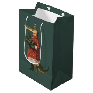 Sac Cadeau Moyen Amant de crocodile de Noël d'alligator Vacances dr