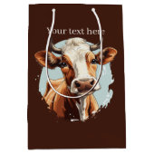 Sac Cadeau Moyen Amateurs de vache mignonne personnalisable (Devant)