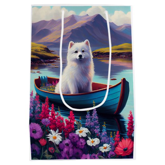 Sac Cadeau Moyen American Eskimo Dog on Paddle : Une aventure Pitto (Dos)