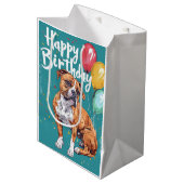 Sac Cadeau Moyen American Staffordshire avec ballons Anniversaire (Devant Angle)
