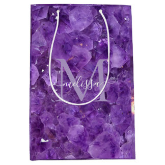 Sac Cadeau Moyen Amethyst Birthstone Monogram Personalized Name