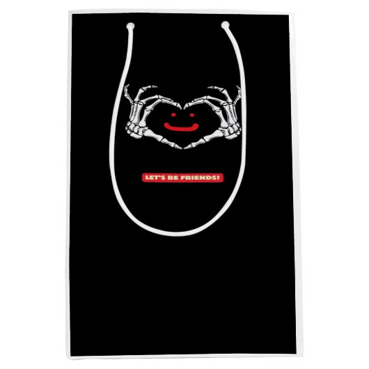 Sac Cadeau Moyen Amis ! Squelette classique Mains Coeur (Devant)