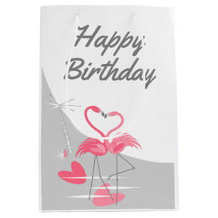 Sac Cadeau Moyen Amour Flamant rose Grande Lune Bonne Moyenne d'ann