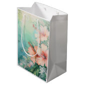 Sac Cadeau Moyen Amour floral d'hibiscus blanc pêche tropical (Dos Angle)