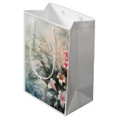 Sac Cadeau Moyen Amour floral d'hibiscus rose tropical blanc  (Dos Angle)