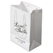 Sac Cadeau Moyen 'Amour & Merci' Noir & Blanc Mariage Faveur (Devant Angle)