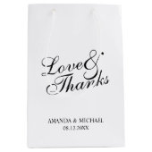 Sac Cadeau Moyen 'Amour & Merci' Noir & Blanc Mariage Faveur (Devant)