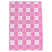 Sac Cadeau Moyen Amour moderne Plaid Pink Heart Collection (Dos)