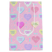 Sac Cadeau Moyen Amour véritable rose avec des cœurs en bonbons et  (Dos)