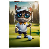 Sac Cadeau Moyen Amusant Animé Cat Golf Player, (Devant)