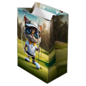Sac Cadeau Moyen Amusant Animé Cat Golf Player, (Dos Angle)