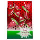 Sac Cadeau Moyen Amusant Visage Watermelon Anniversaire de l'enfant (Devant)