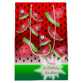 Sac Cadeau Moyen Amusant Visage Watermelon Anniversaire de l'enfant (Dos)