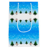 Sac Cadeau Moyen Amusement cool Snowman Sparkly Noël Arbres bleus (Dos)