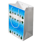 Sac Cadeau Moyen Amusement cool Snowman Sparkly Noël Arbres bleus (Dos Angle)