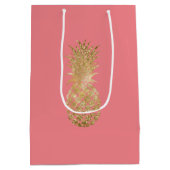 Sac Cadeau Moyen Ananas à Parties scintillant tropicale rose Rose R (Dos)