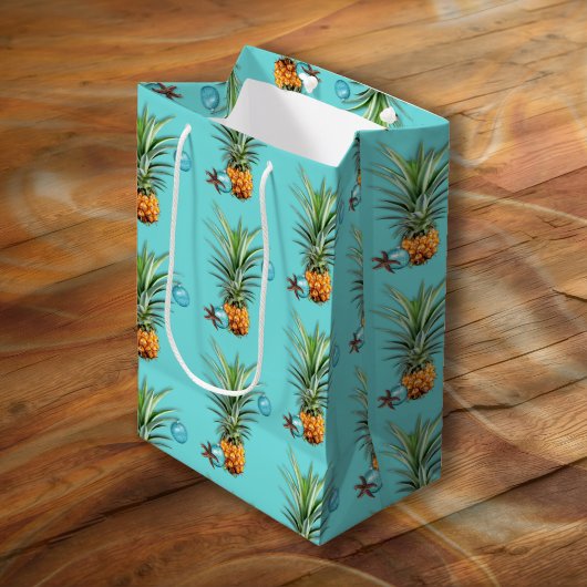 Sac Cadeau Moyen Ananas de Noël tropical